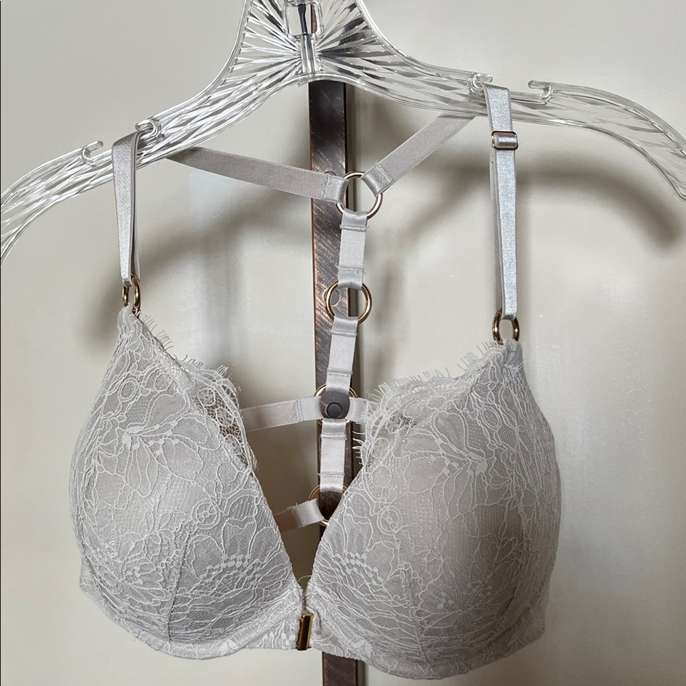 PINK Victoria's Secret Lace Strappy Bra - Gray